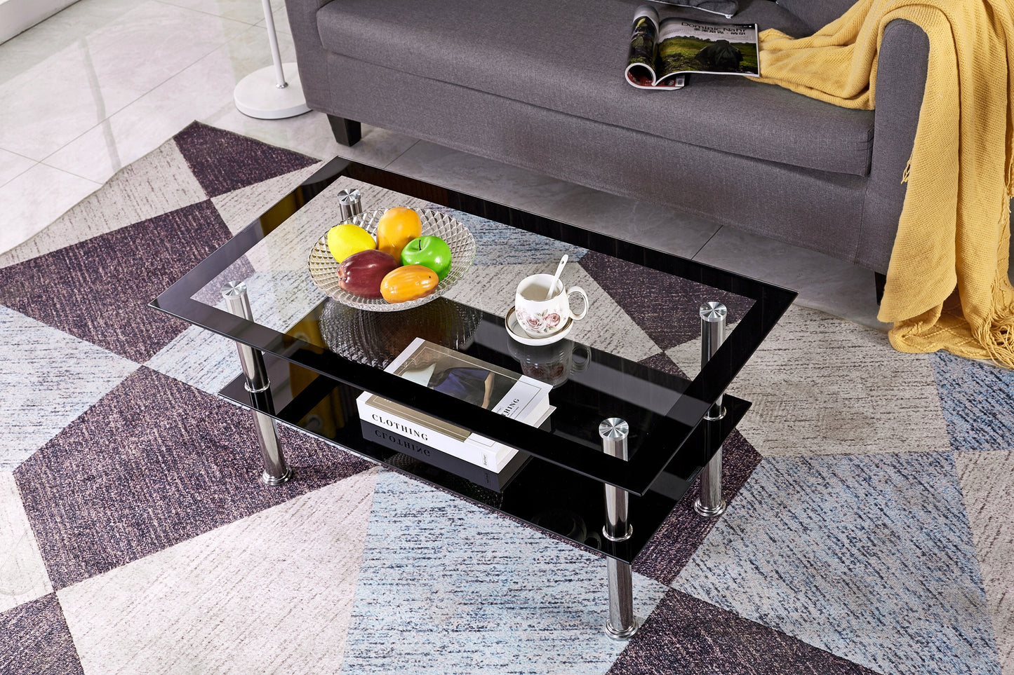 Stalinis kavos staliukas, stiklinis staliukas, grūdintas permatomas stiklas