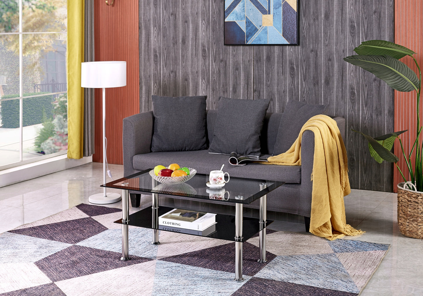 Stalinis kavos staliukas, stiklinis staliukas, grūdintas permatomas stiklas