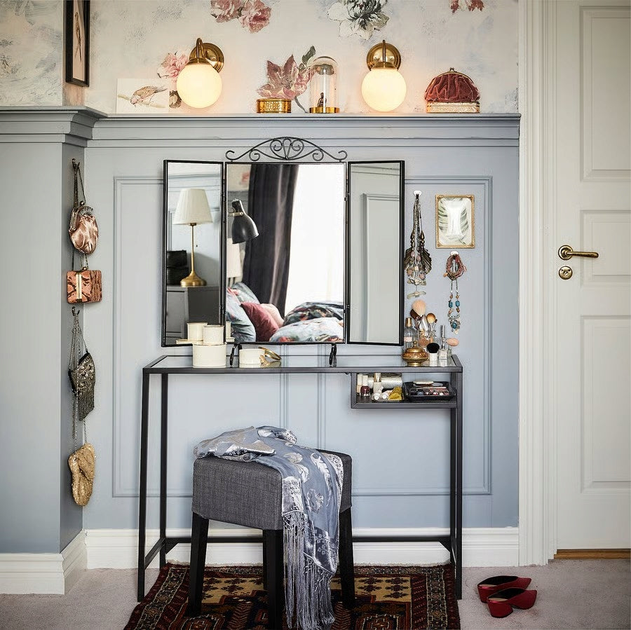 Nešiojamo kompiuterio staliukas VITTSJÖ IKEA, juodai rudas/stiklas, 100x36 cm