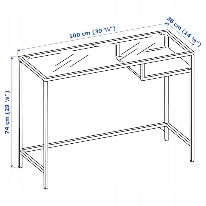 Nešiojamo kompiuterio staliukas VITTSJÖ IKEA, juodai rudas/stiklas, 100x36 cm