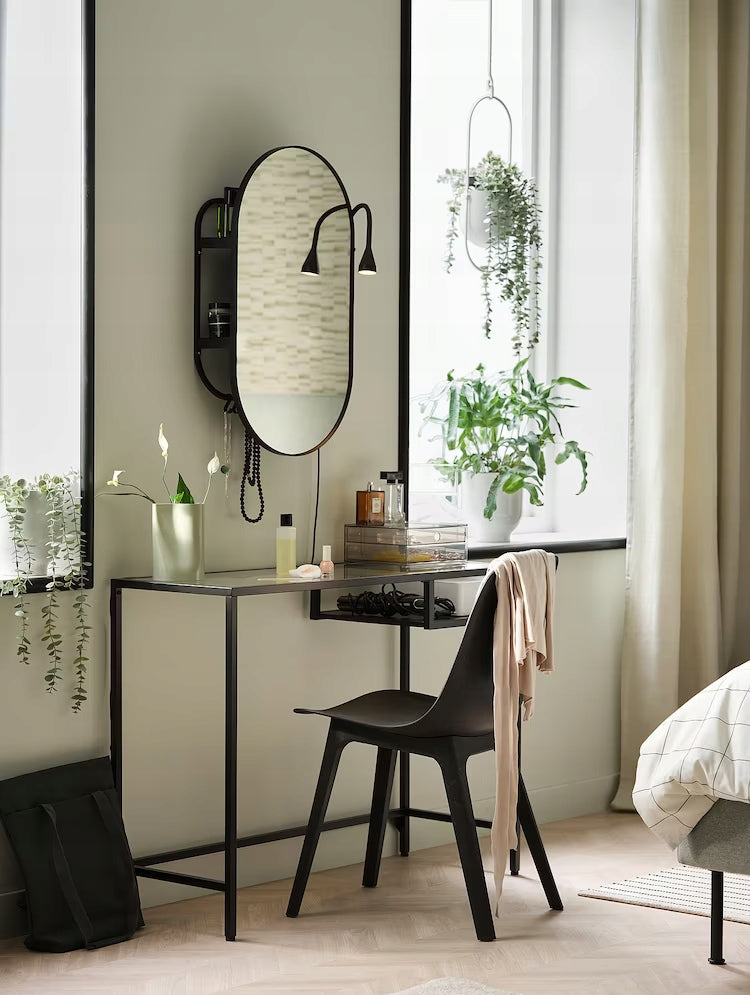 Nešiojamo kompiuterio staliukas VITTSJÖ IKEA, juodai rudas/stiklas, 100x36 cm