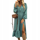 Midi suknelė moterims, oversize, su skeltuku, elegantiška, platėjanti, su taškeliais D-look