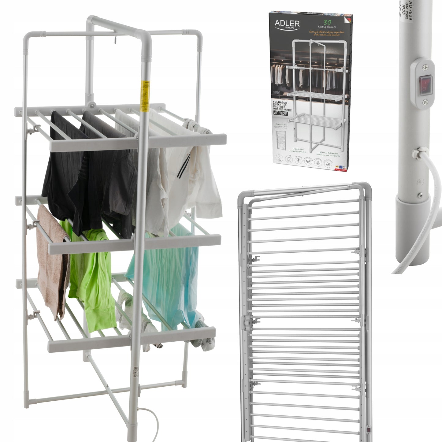 Elektrinis stovimas sulankstomas drabužių džiovintuvas 300W IP22 Adler AD 7829