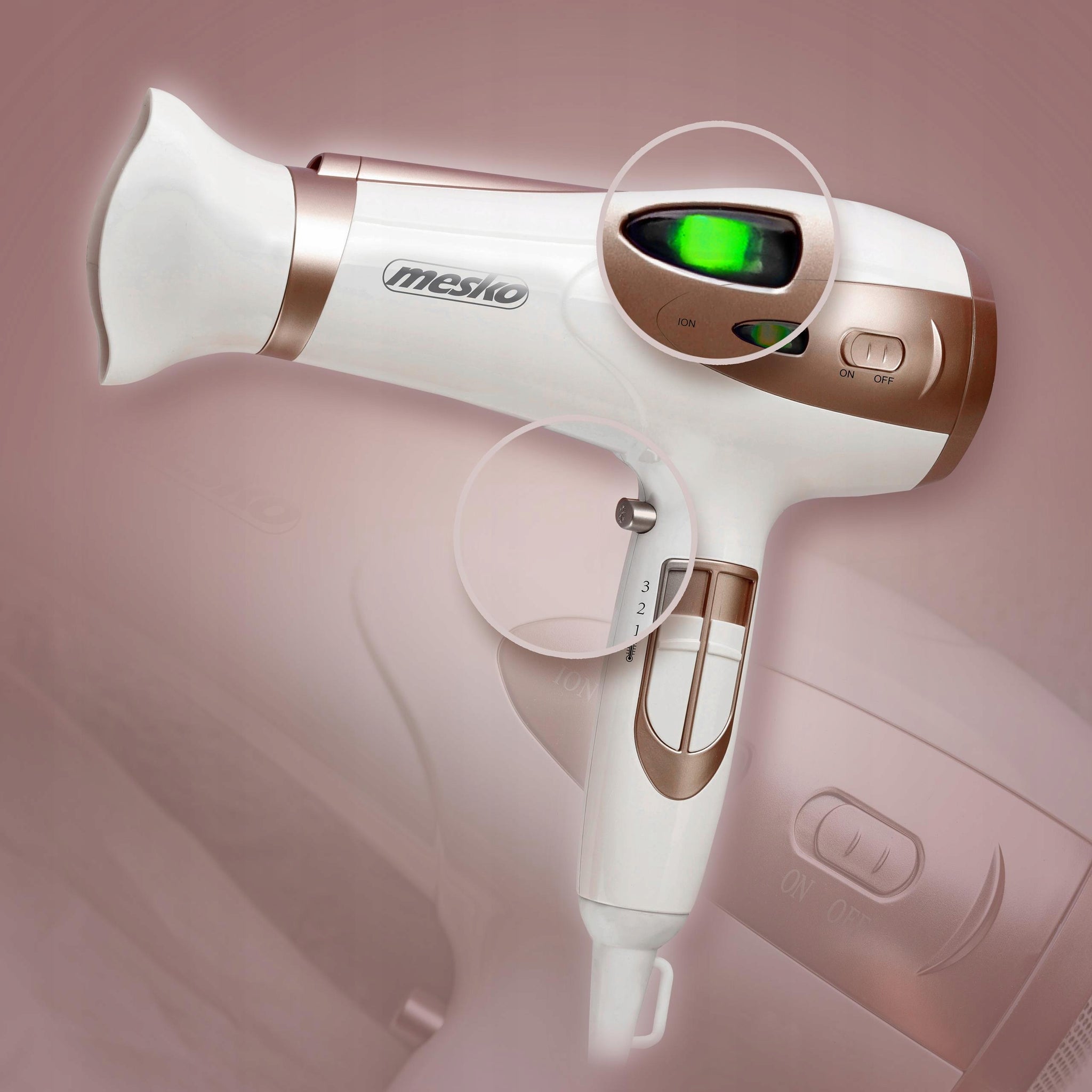 Plaukų džiovintuvas 2400W Su jonizacija Šalto oro funkcija + Koncentratorius ir Difuzorius