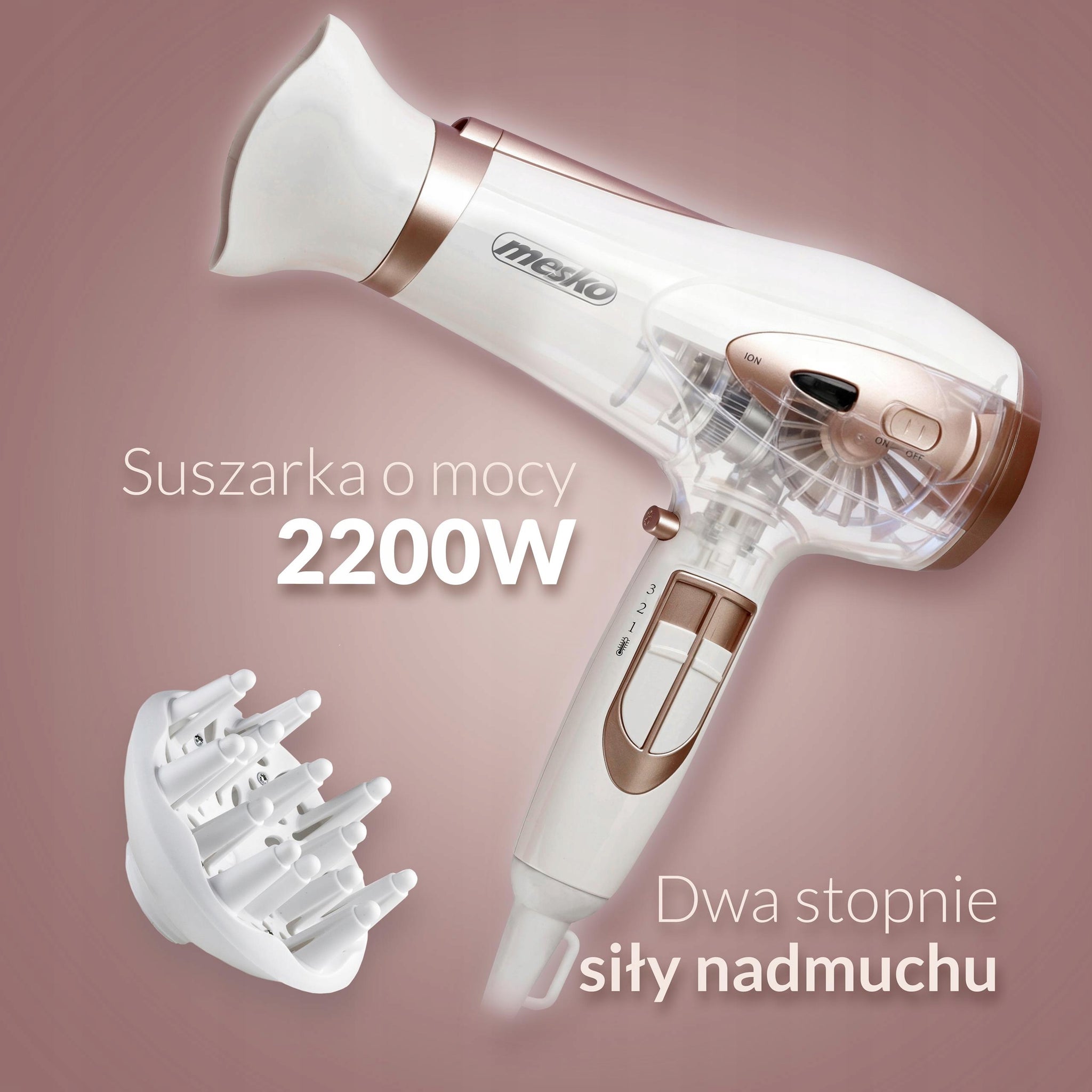 Plaukų džiovintuvas 2400W Su jonizacija Šalto oro funkcija + Koncentratorius ir Difuzorius