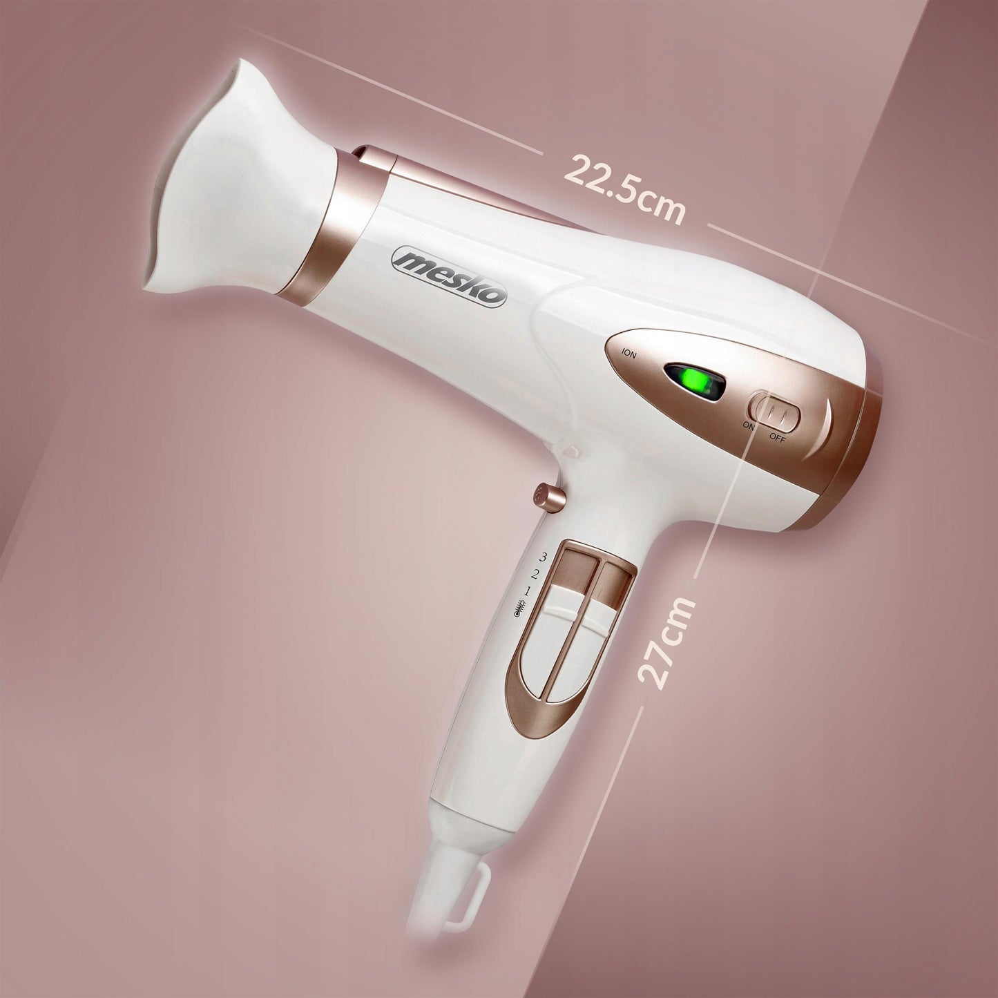 Plaukų džiovintuvas 2400W Su jonizacija Šalto oro funkcija + Koncentratorius ir Difuzorius