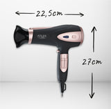 Plaukų džiovintuvas su difuzoriumi, jonizacija, šalto oro funkcija, 2400W, juodas