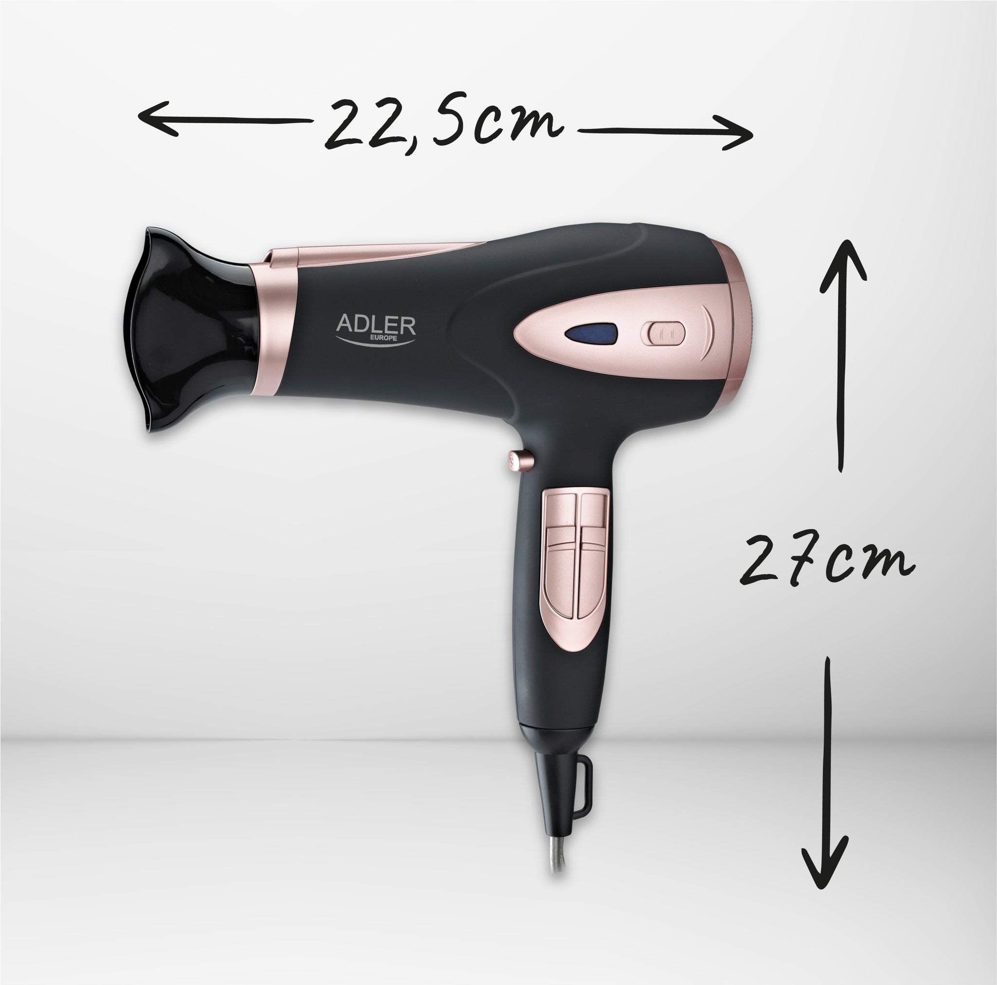 Plaukų džiovintuvas su difuzoriumi, jonizacija, šalto oro funkcija, 2400W, juodas