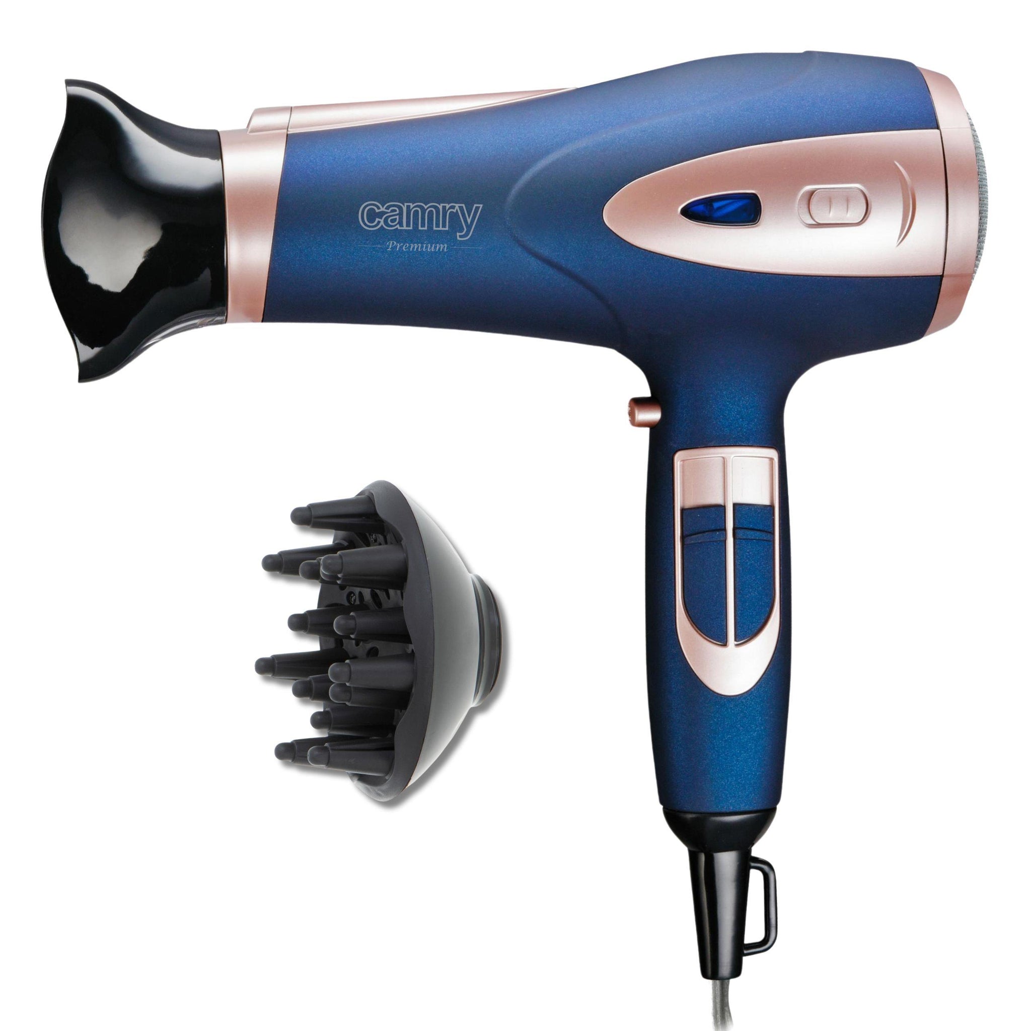 Plaukų džiovintuvas su difuzoriumi, jonizacija, šaltas pūtimas, galingas 2400W