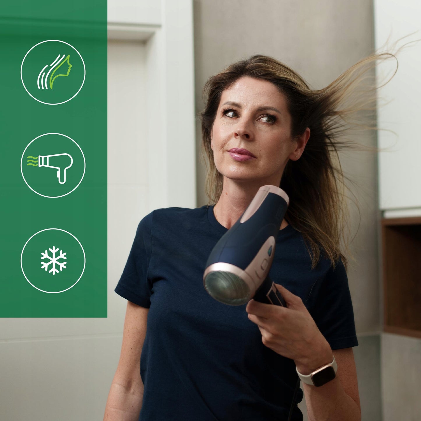 Plaukų džiovintuvas su difuzoriumi, jonizacija, šaltas pūtimas, galingas 2400W