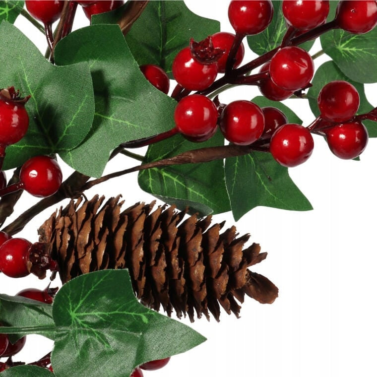 Kalėdinė dekoratyvinė girlianda su dirbtinėmis aronijomis ir eglės šakelėmis