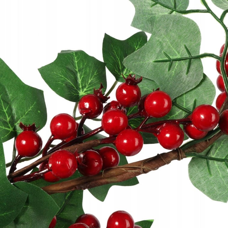 Kalėdinė dekoratyvinė girlianda su dirbtinėmis aronijomis ir eglės šakelėmis