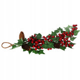 Kalėdinė dekoratyvinė girlianda su dirbtinėmis aronijomis ir eglės šakelėmis