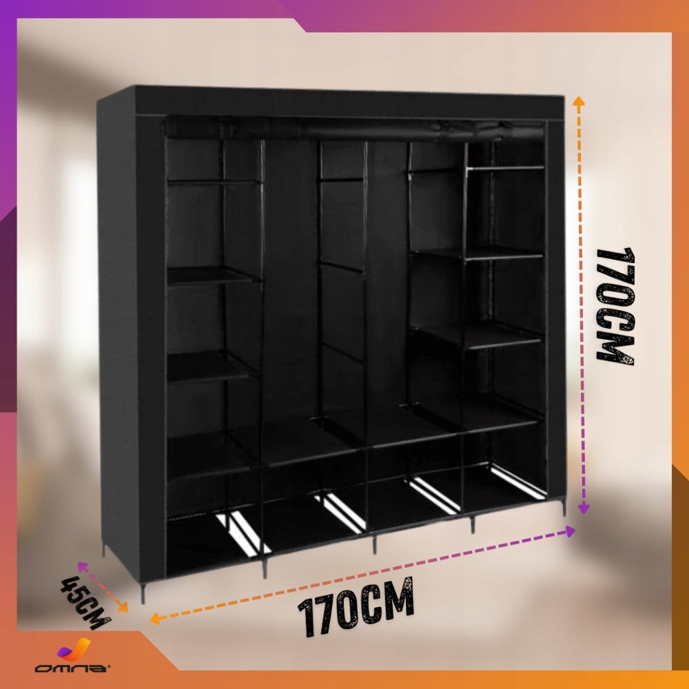 Didelė XXL sulankstoma tekstilinė drabužių spinta, spinta su pakabomis