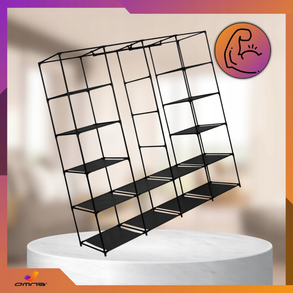 Didelė XXL sulankstoma tekstilinė drabužių spinta, spinta su pakabomis