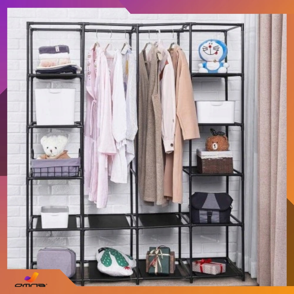 Didelė XXL sulankstoma tekstilinė drabužių spinta, spinta su pakabomis