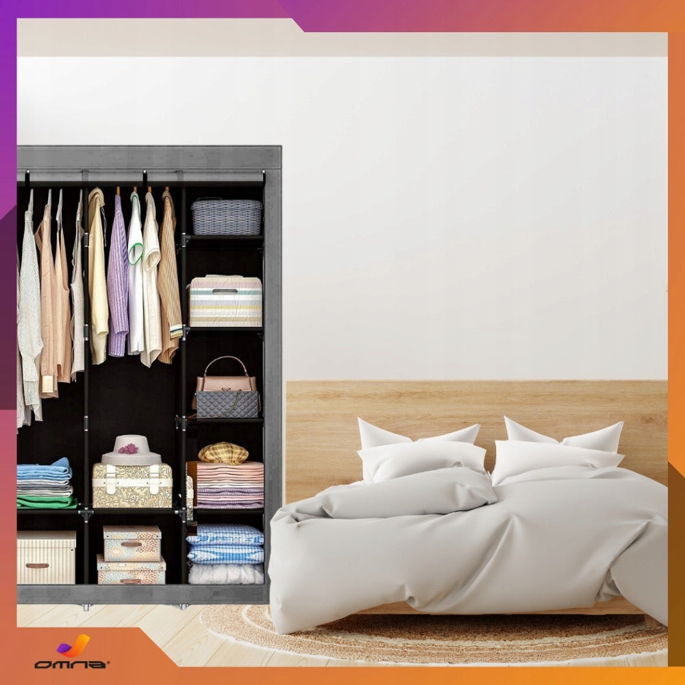 Didelė XXL sulankstoma tekstilinė drabužių spinta, spinta su pakabomis