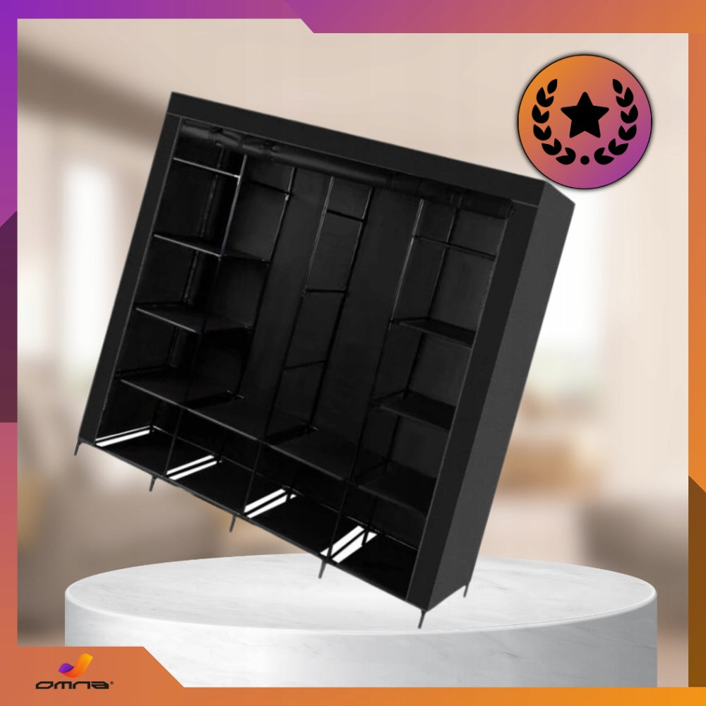 Didelė XXL sulankstoma tekstilinė drabužių spinta, spinta su pakabomis