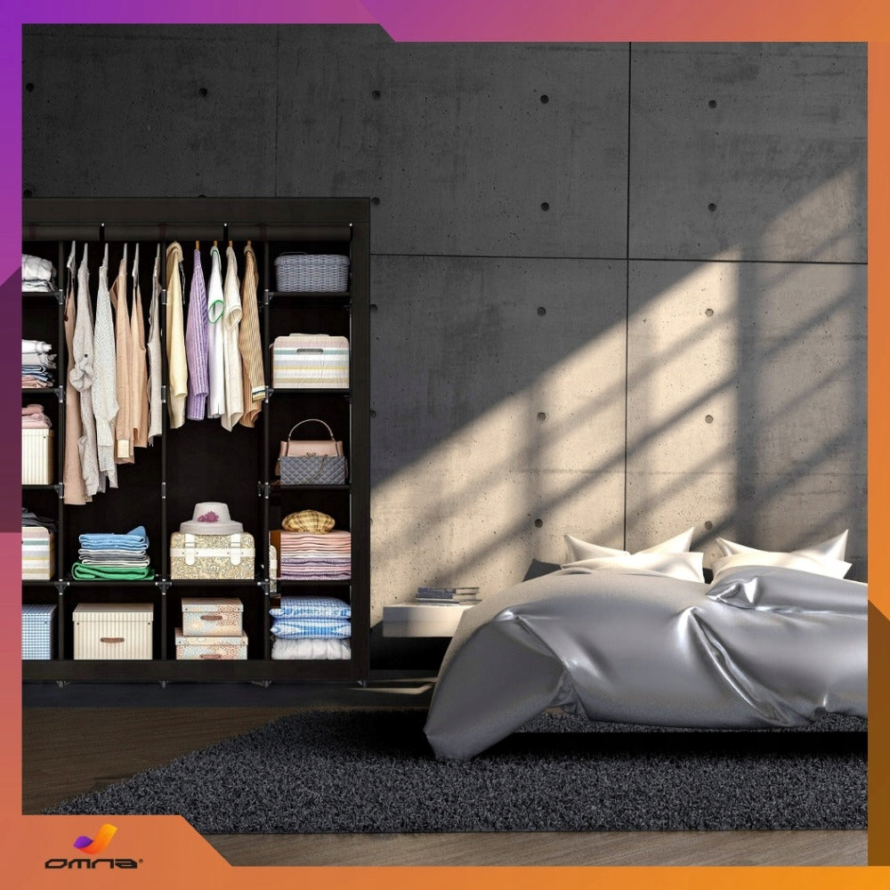 Didelė XXL sulankstoma tekstilinė drabužių spinta, spinta su pakabomis