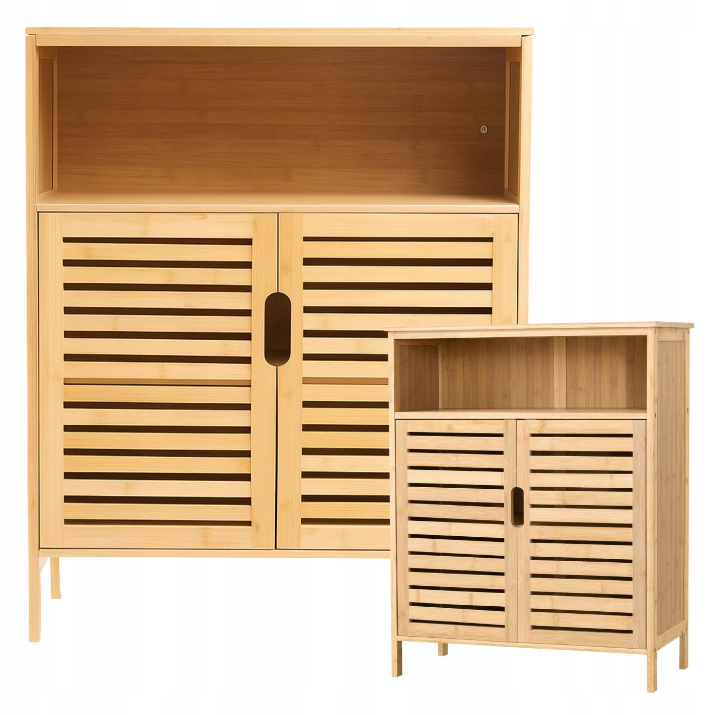 Vonios spintelė bambukinė su stalviršiu Pastatoma su lentynomis Lentynėlė 81x65x31cm