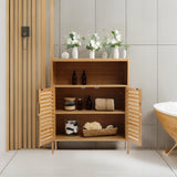 Vonios spintelė bambukinė su stalviršiu Pastatoma su lentynomis Lentynėlė 81x65x31cm
