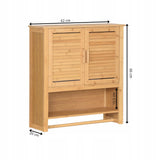 Bambukinė pakabinama vonios spintelė su pakaba virš praustuvės 66x62x20cm