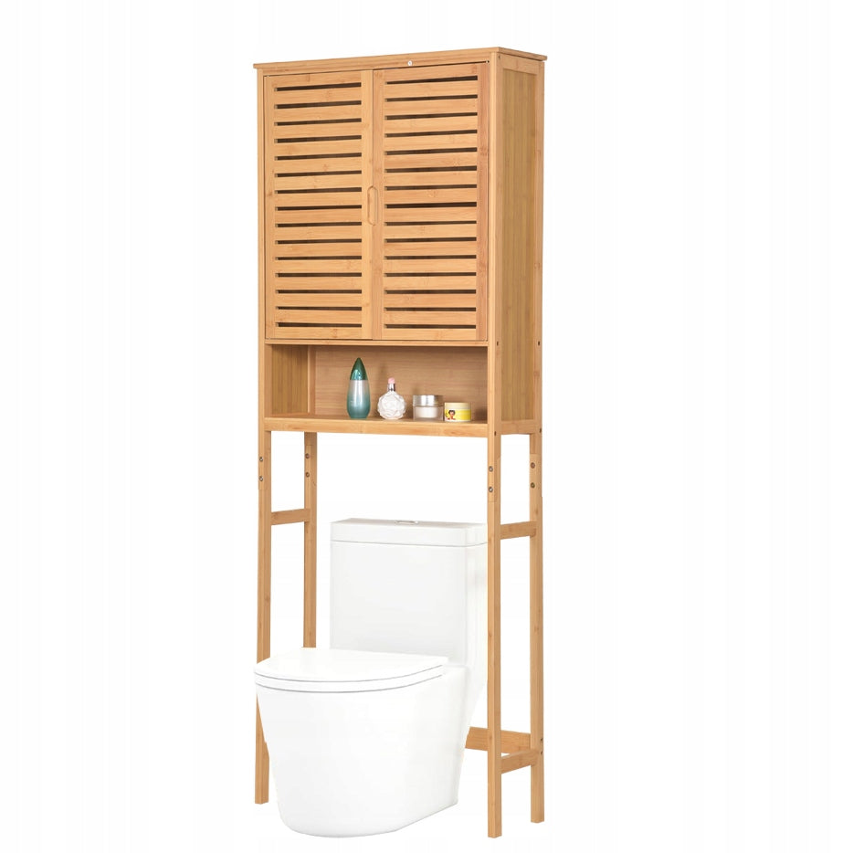 Vonios spintelė virš skalbimo mašinos pastatoma lentyna bambukinė 170x66x23 cm