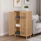 Stovintis spintelės tipo lentyna, skirta svetainei ir prieškambariui, pagaminta iš bambuko, 110x66x40