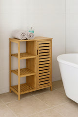 Bambukinė vonios spintelė su 3 lentynomis daiktams laikyti, Rek dasas 87x66x33cm