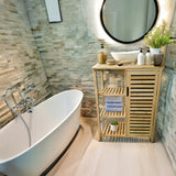 Bambukinė vonios spintelė su 3 lentynomis daiktams laikyti, Rek dasas 87x66x33cm