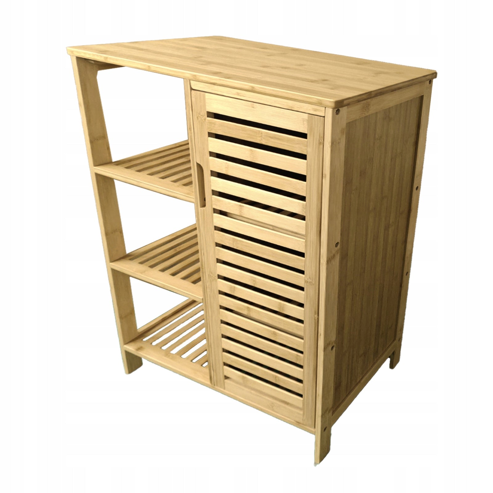 Bambukinė vonios spintelė su 3 lentynomis daiktams laikyti, Rek dasas 87x66x33cm