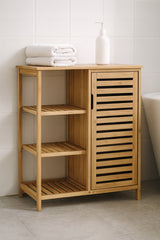 Bambukinė vonios spintelė su 3 lentynomis daiktams laikyti, Rek dasas 87x66x33cm