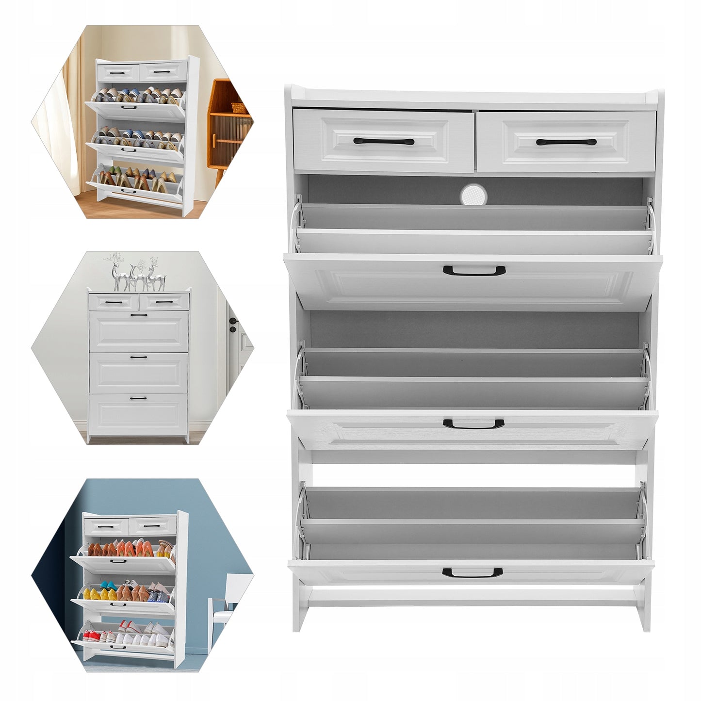 Didelės talpos batų spintelė su 2 sluoksniais/stalčiais, batų spintelė 80*24*120cm