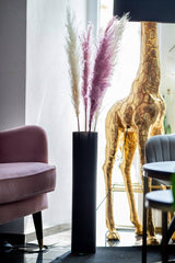 Auksinis cilindro formos vazo matinis juodas H:50cm D:12,5cm