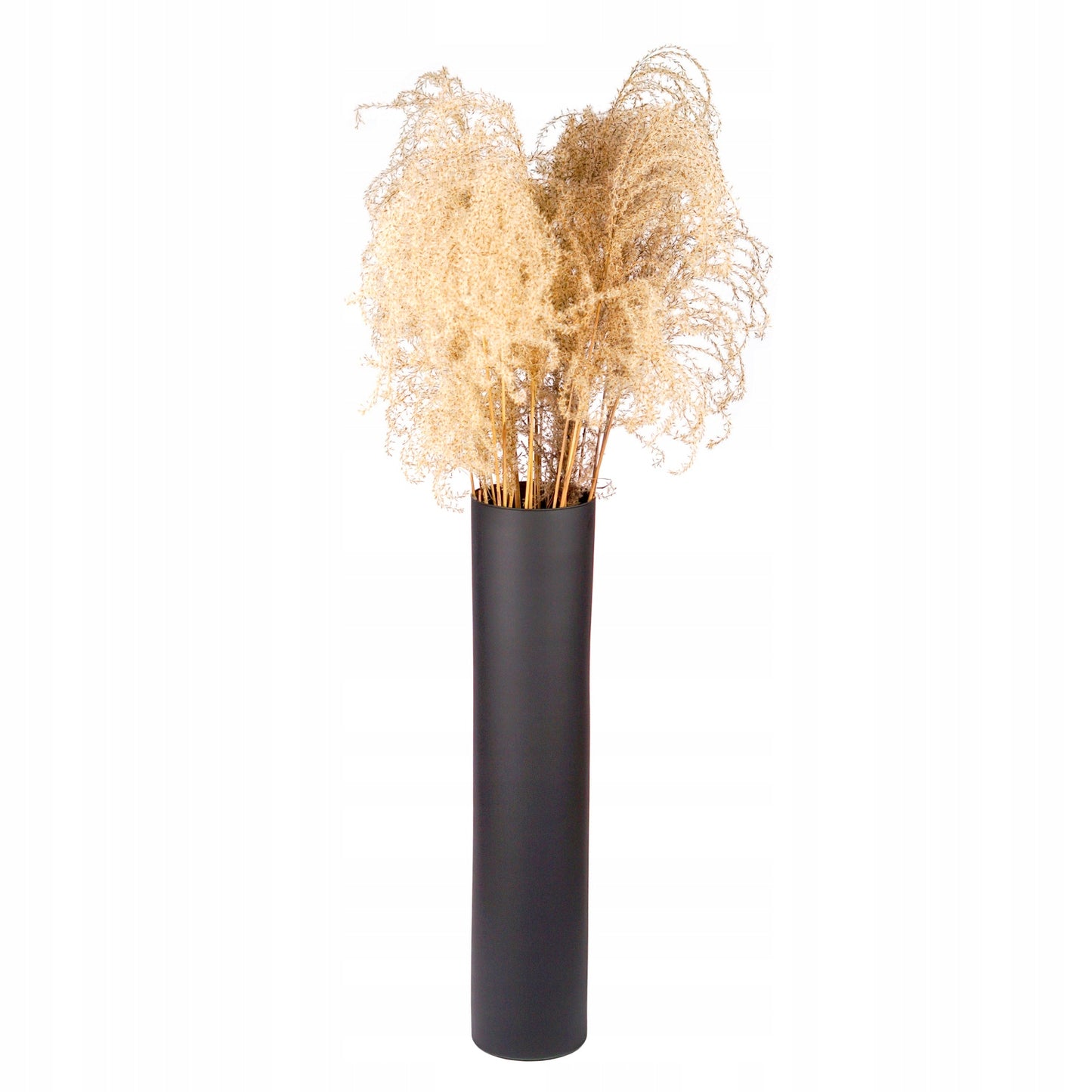 Auksinis cilindro formos vazo matinis juodas H:50cm D:12,5cm