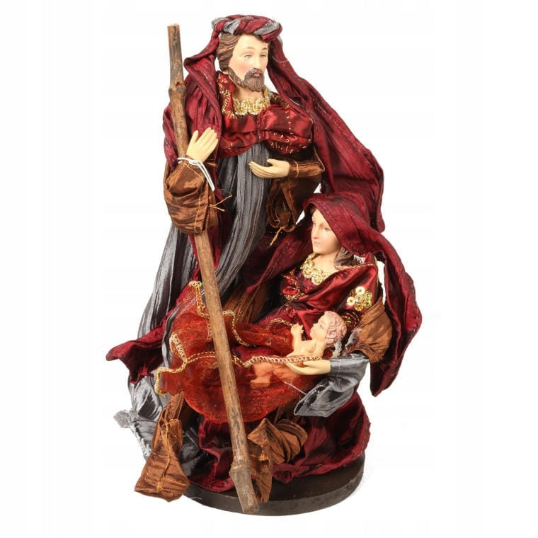 Kalėdinė prakartėlė Šventosios Šeimos Meilė iš lininio audinio 30 cm