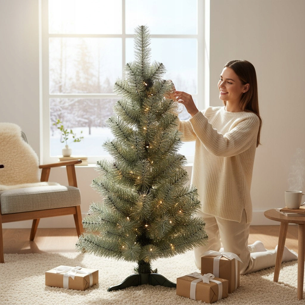 Dirbtinė eglutė žaliai sidabrinė GOLIAT 90cm Lenkijos gamyba Šventinė puošmena