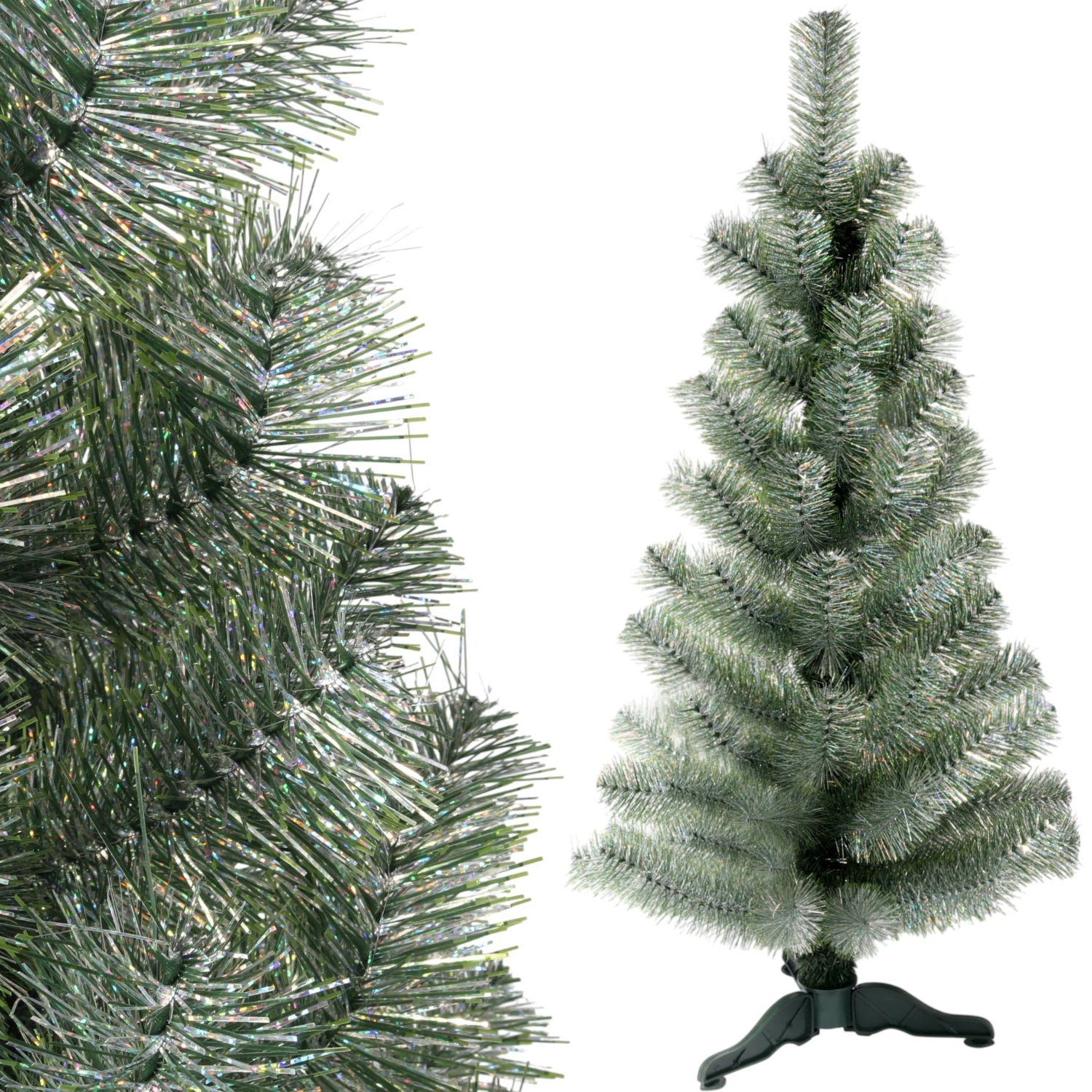 Dirbtinė eglutė žaliai sidabrinė GOLIAT 90cm Lenkijos gamyba Šventinė puošmena