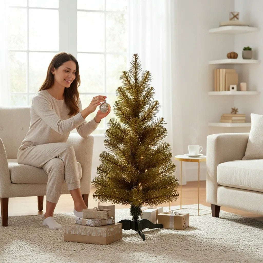Dirbtinė Eglutė Žaliai Auksinė GOLIAT 90 cm Lenkijos Gamyba Šventinė Eglutė