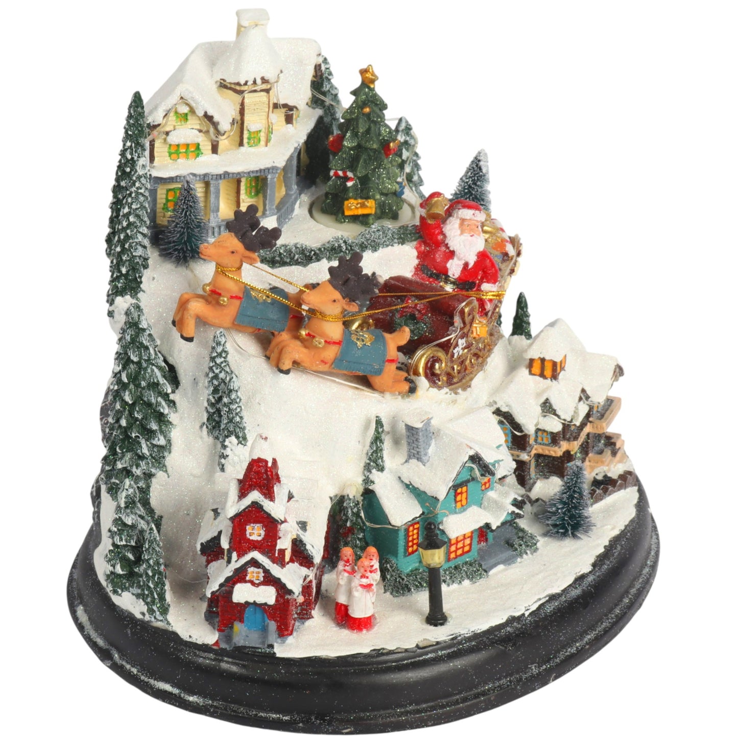 Švediška muzikinė dėžutė KALĖDINIS MIESTELIS, judanti, grojanti, LED, vidinė