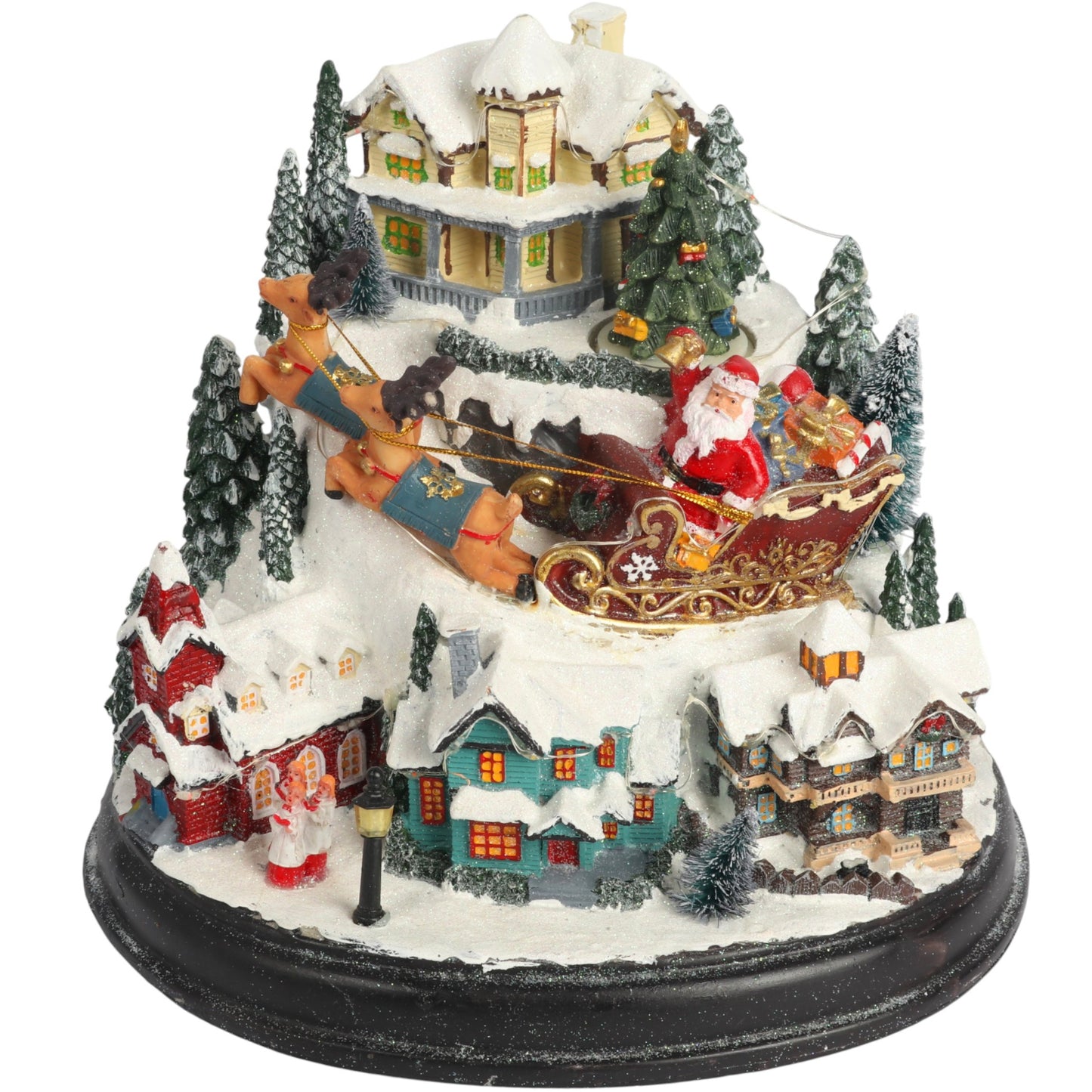 Švediška muzikinė dėžutė KALĖDINIS MIESTELIS, judanti, grojanti, LED, vidinė