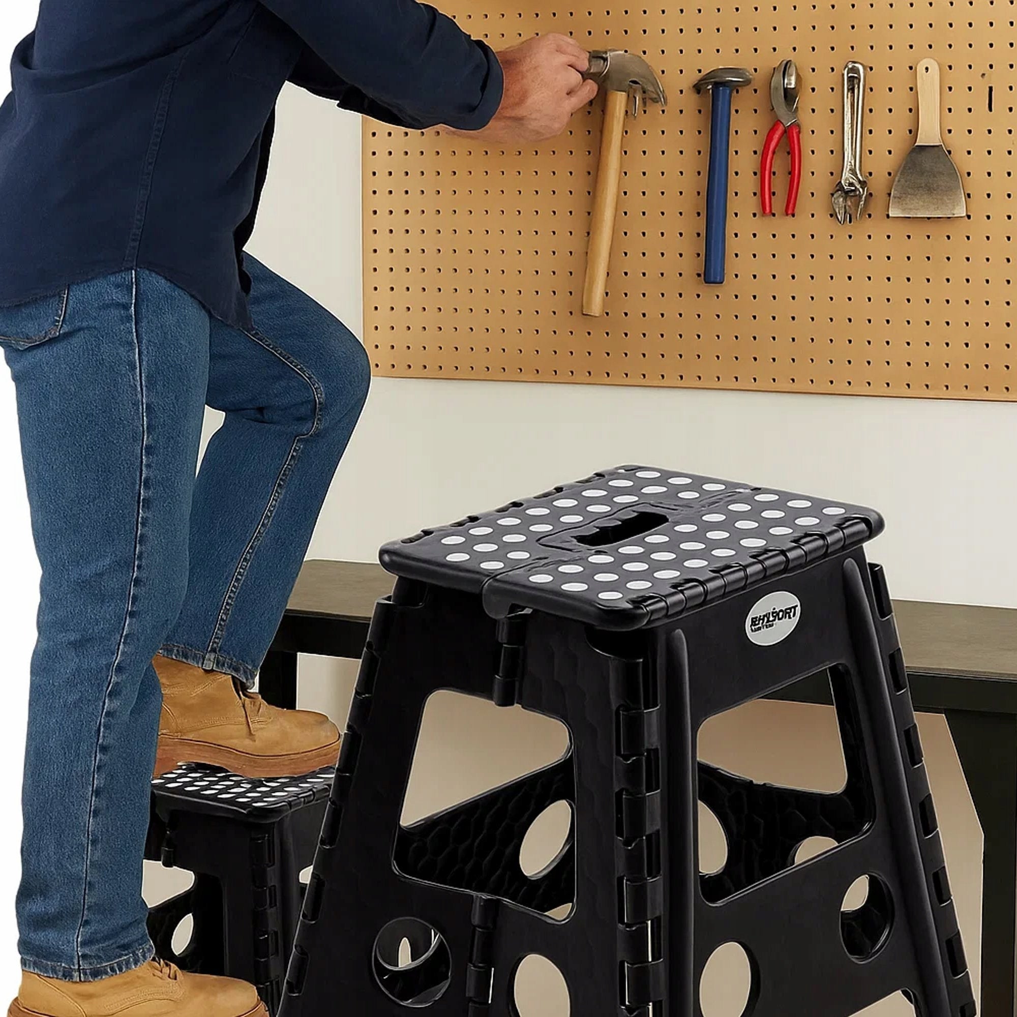 SUDSTELIS LAUKO TABURETAS, SULANKSTOMAS, NESLYSTANTIS, KOJŲ STALELIS, LAIPTELIS, 150KG, 39CM