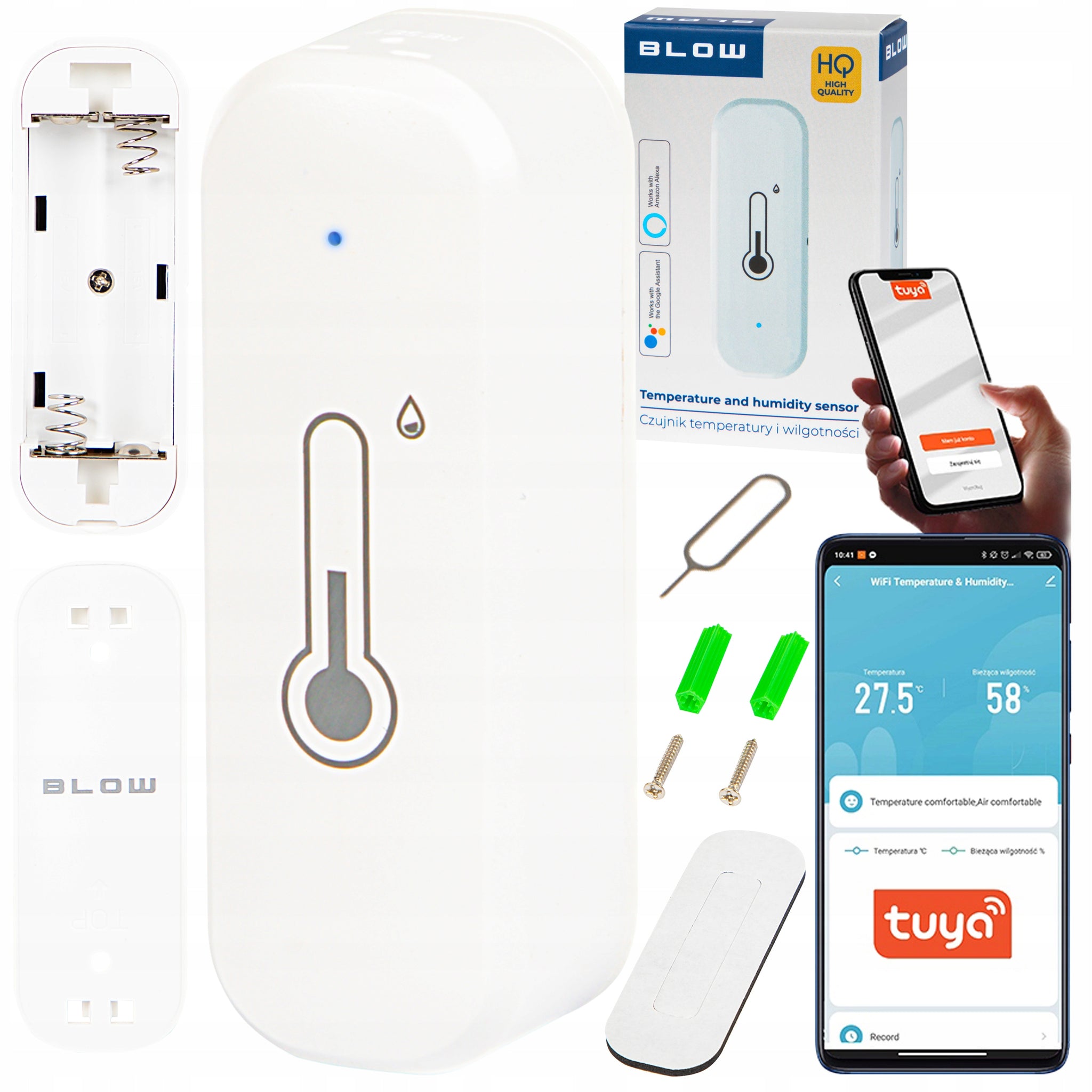 TERMOMETRAS HIGROMETRAS DRĖGMĖS TEMPERATŪROS JUTIKLIS SMART LIFE ALEXA WIFI TUYA