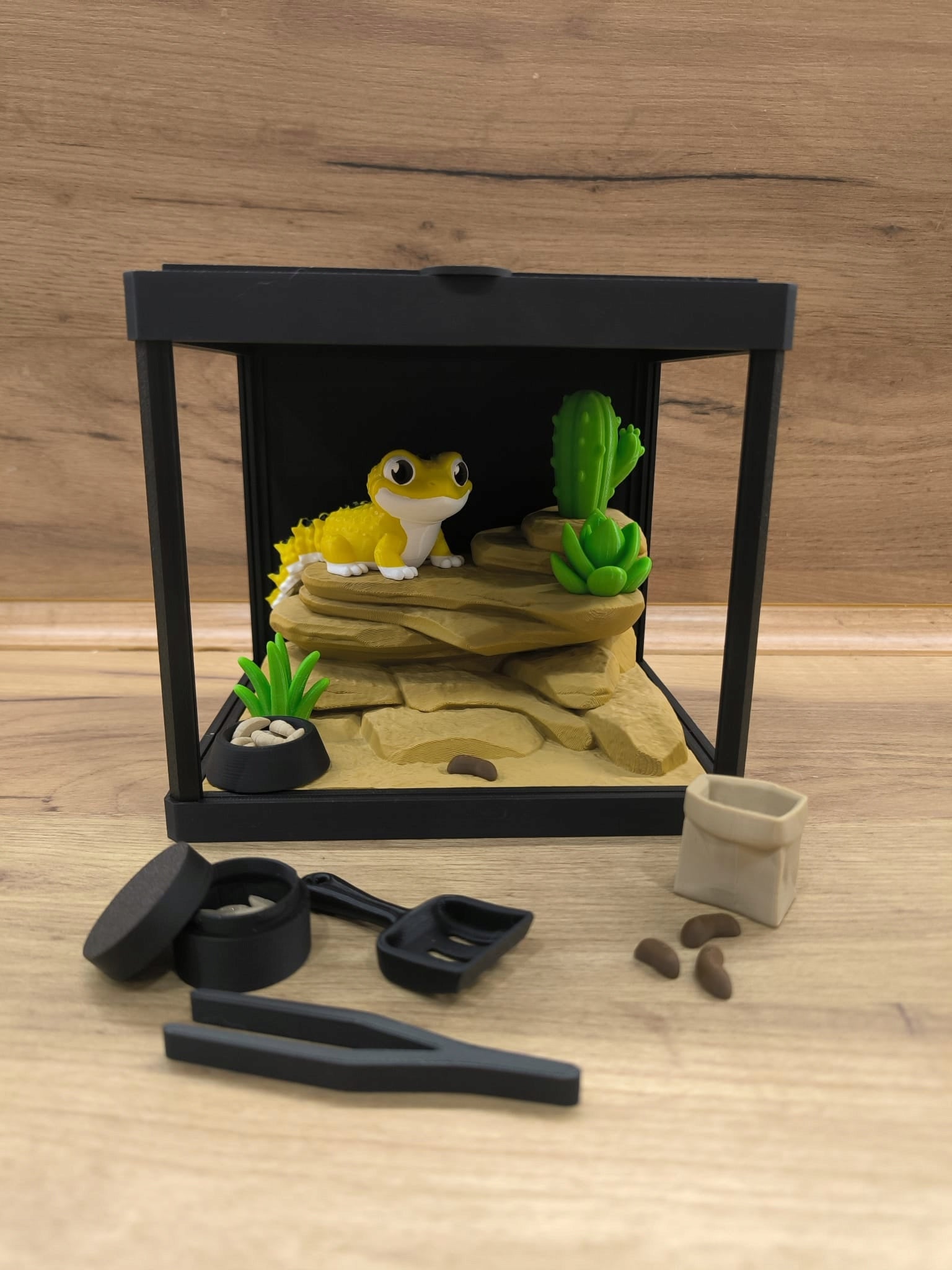 TERRARIUM 3D su GEKONO Dekoratyvinis edukacinis rinkinys su judančiomis dalimis GEKON