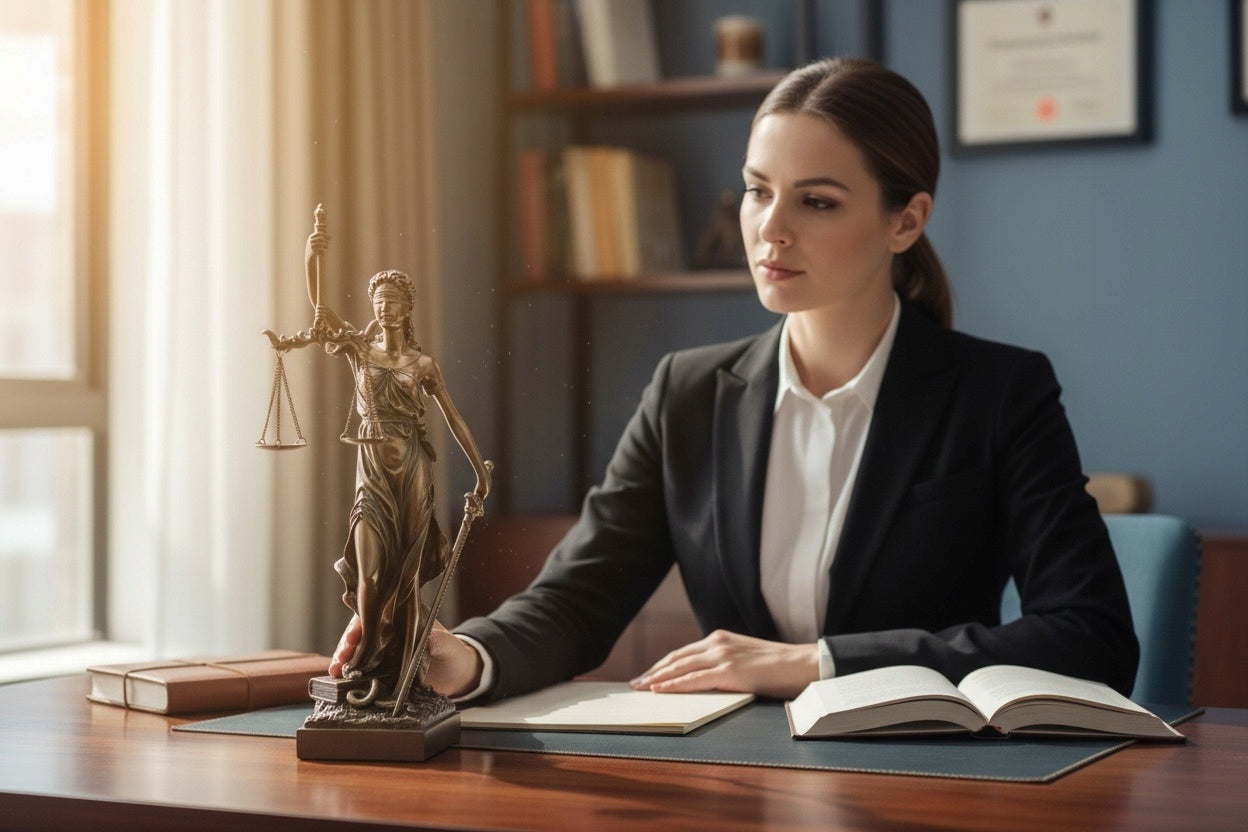 Temidė su svarstyklėmis ir kalaviju 31 cm bronzos skulptūrėlė Dovana Teisininkui TEM-01