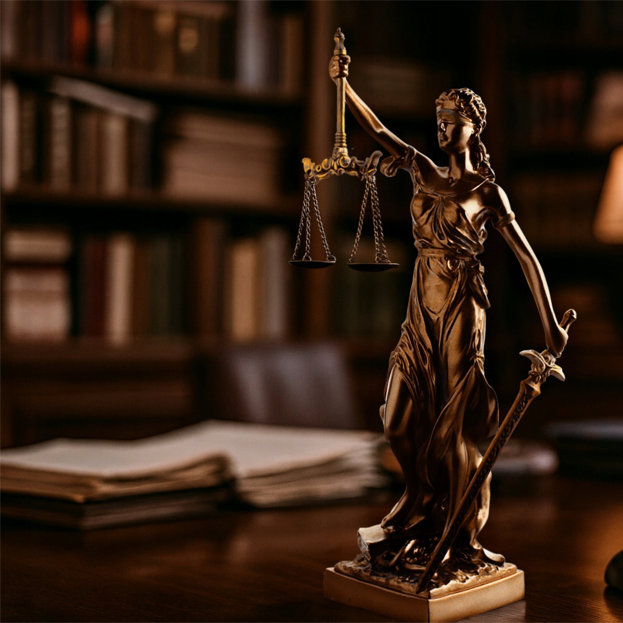 Temidė su svarstyklėmis ir kalaviju 31 cm bronzos skulptūrėlė Dovana Teisininkui TEM-01