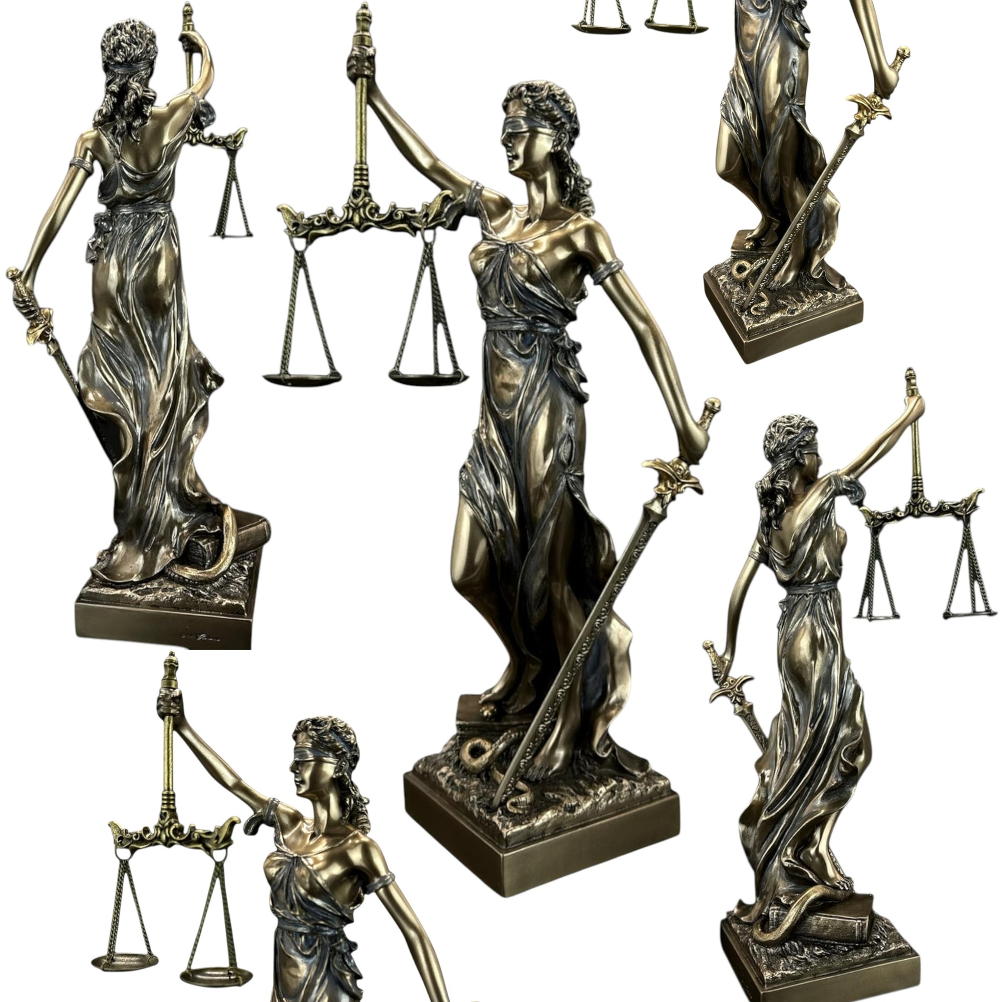 Temidė su svarstyklėmis ir kalaviju 31 cm bronzos skulptūrėlė Dovana Teisininkui TEM-01