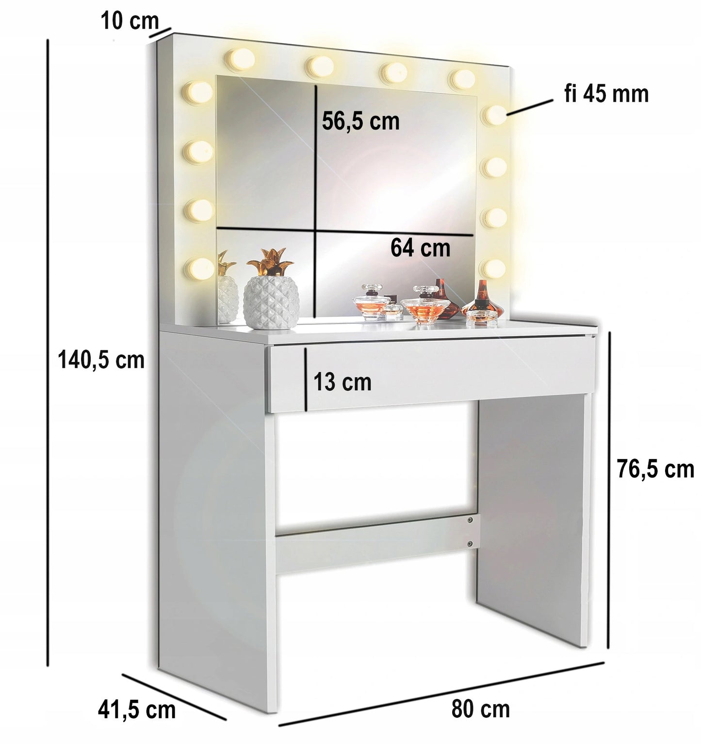 Makiažo/kosmetinis tualetinis staliukas su LED veidrodžiu, naujas modelis