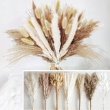 Džiovinta PAMPASŲ žolė dekoratyvinis puokštė vazoje 125 šakelės sausos žolės