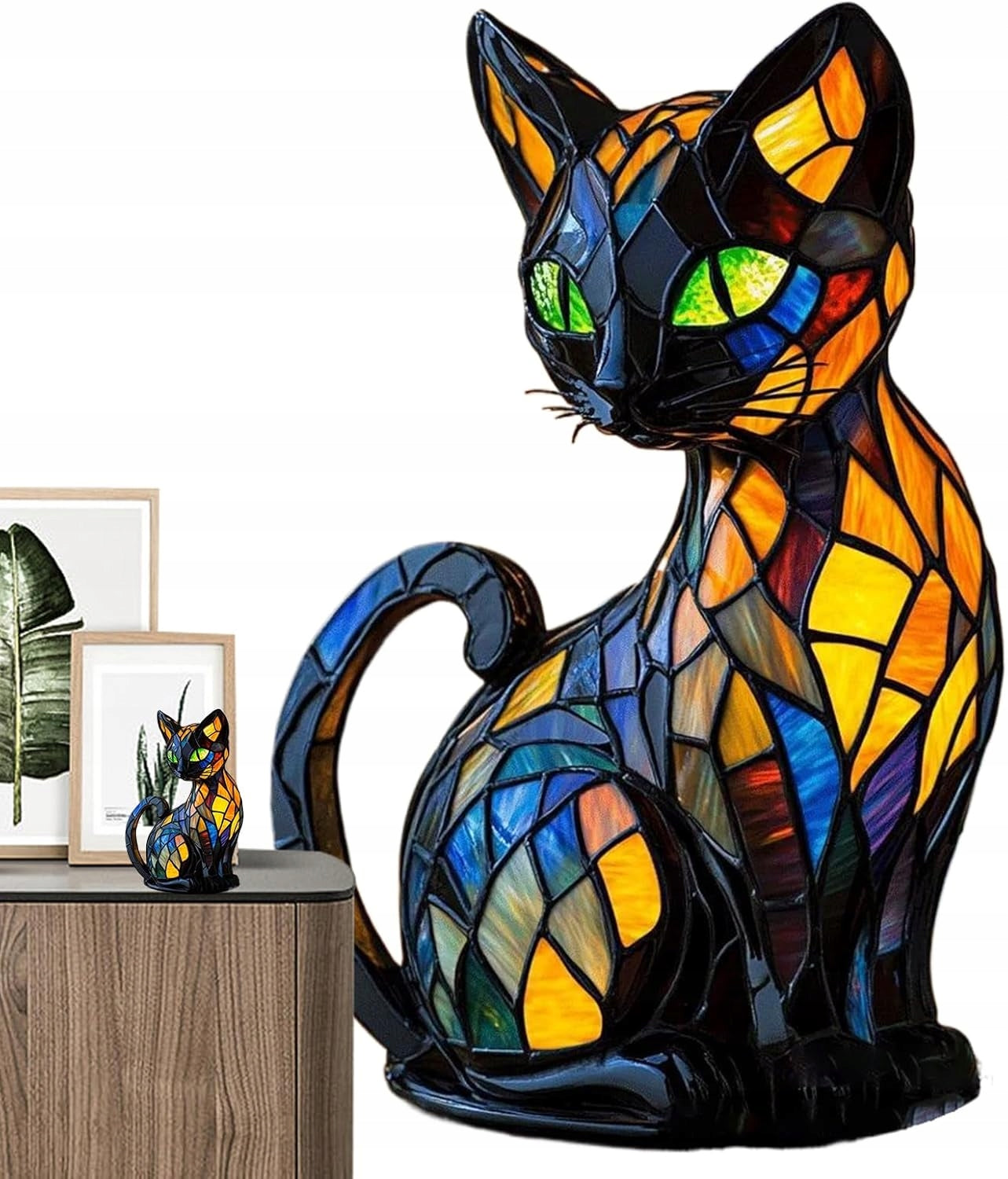 Vintažinis vitražinis kačių šviestuvas, naktinė lemputė, naktinė lemputė